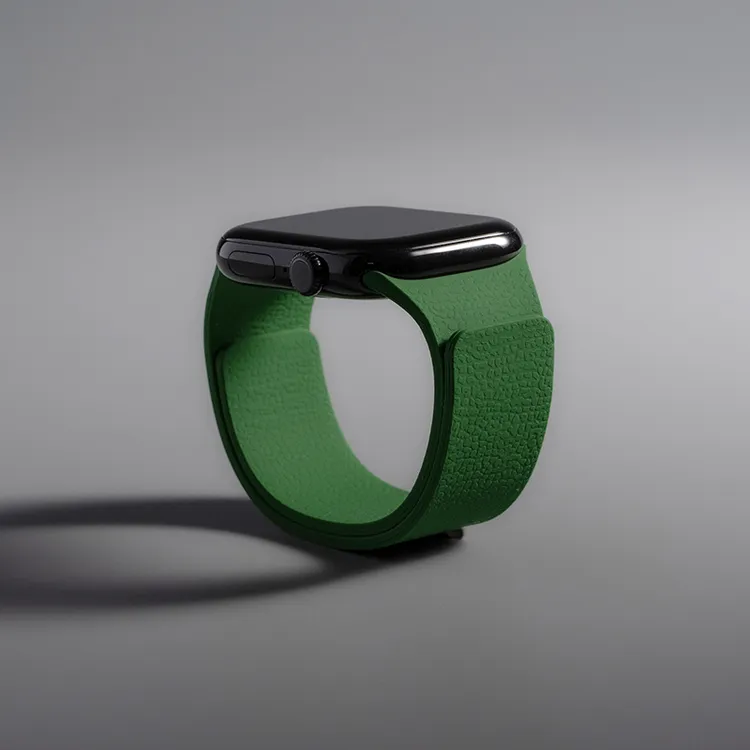 适用iwatchS10苹果手表带applewatch9/8ultra2荔枝纹硅胶磁吸表带