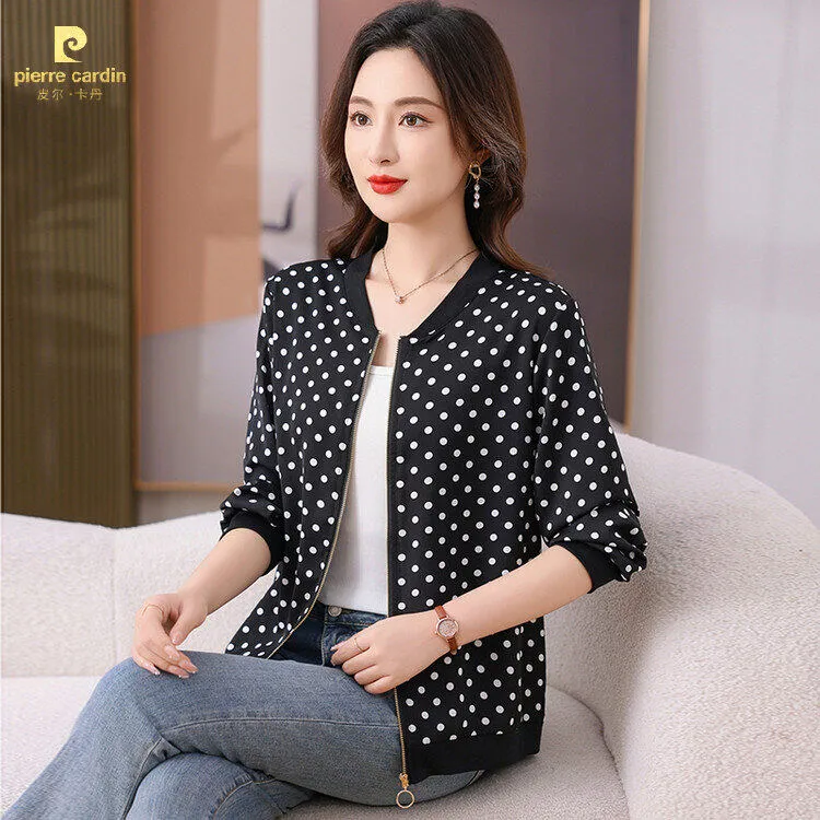 皮尔卡丹秋冬新款轻熟慵懒纯欲风女装短外套宽松版型长袖插肩袖立