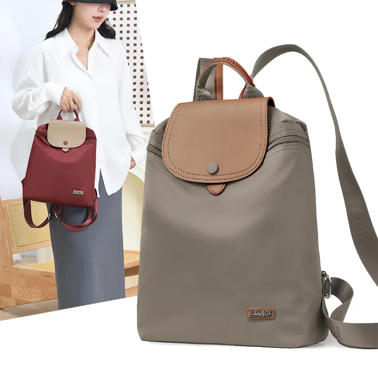 2025新款通勤包包女简约旅行高级质感牛津布双肩包时尚大学生背包
