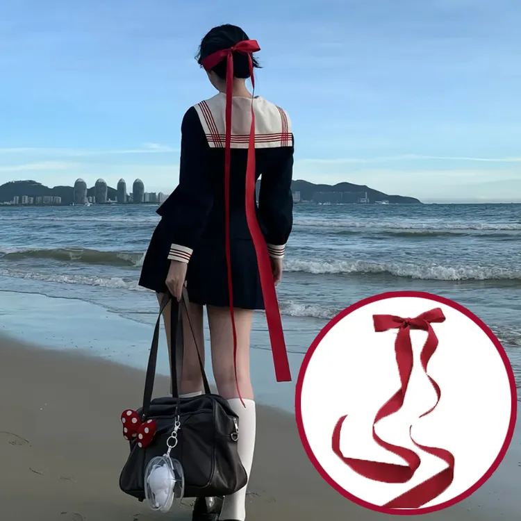 超仙丝带大蝴蝶结超长飘带发夹水手服JK海边后脑勺发卡发饰头饰女
