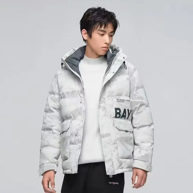 品牌撤柜冬季男士保暖锁温防风连帽羽绒服休闲90鸭绒外套4Y049