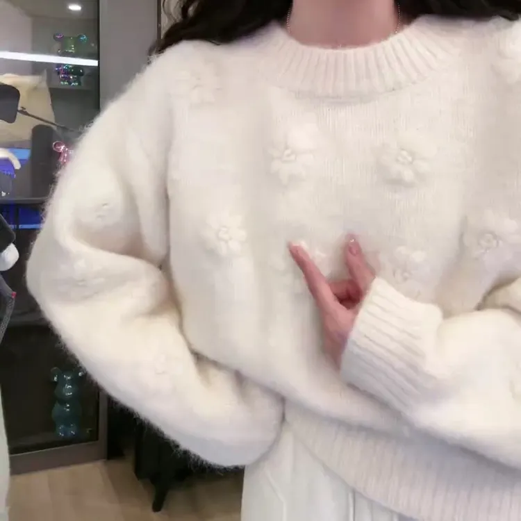 2024秋冬新款立体花慵懒毛衣LK2501020