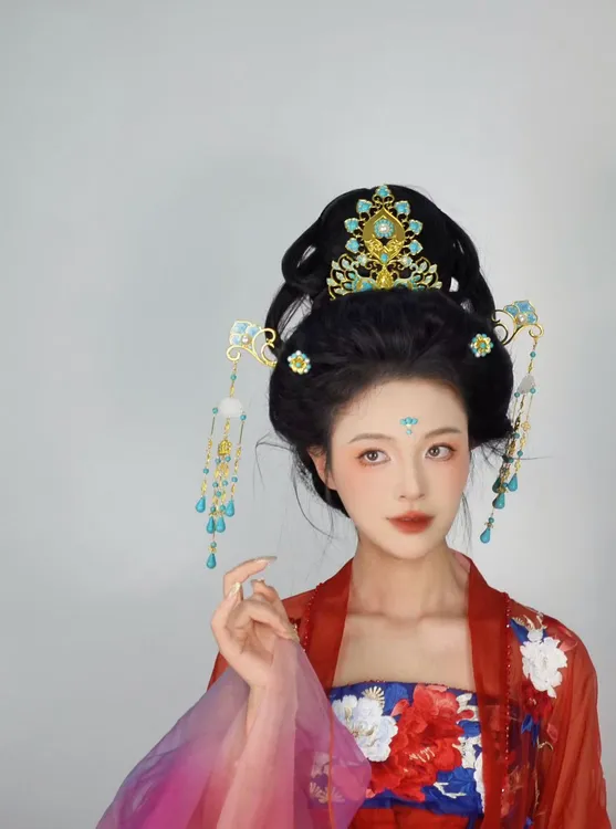 纯铜6件套汉服写真拍摄拍照旅拍发饰头饰高端贵气唐风战国袍发冠