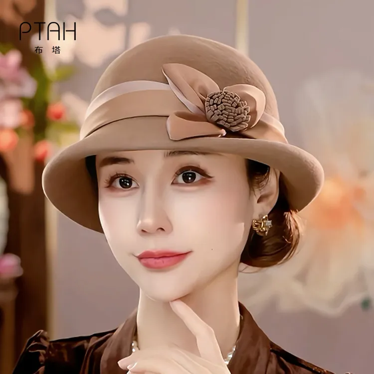 【羊毛礼帽】绵羊毛礼帽定型帽百搭复古保暖帽子女2025新款爆款洋气