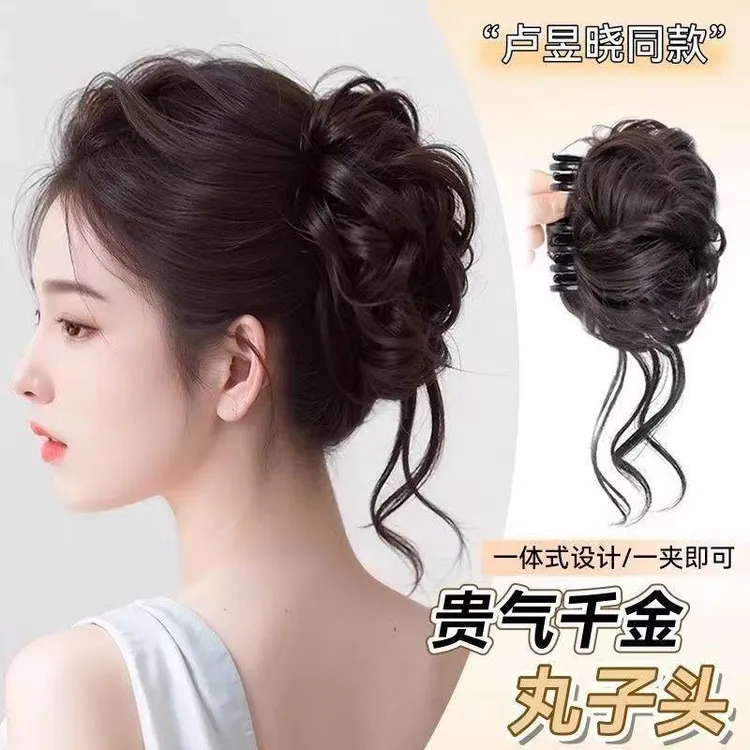 龙须发圈假发丸子头发饰高颅顶假发包盘发花苞头蓬松仿真发春季款