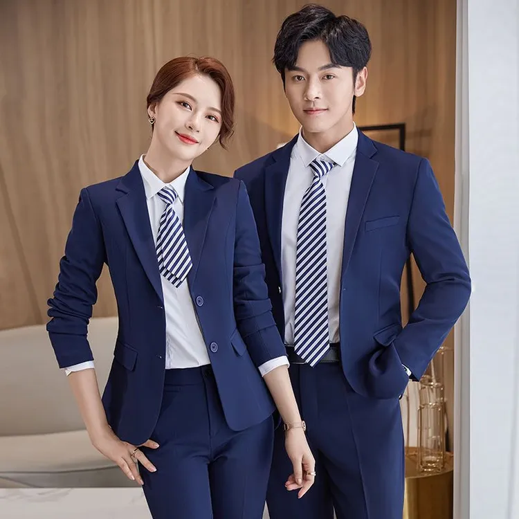 男女同款西装套装职业装面试正装秋冬新款西服银行工装电信工作服