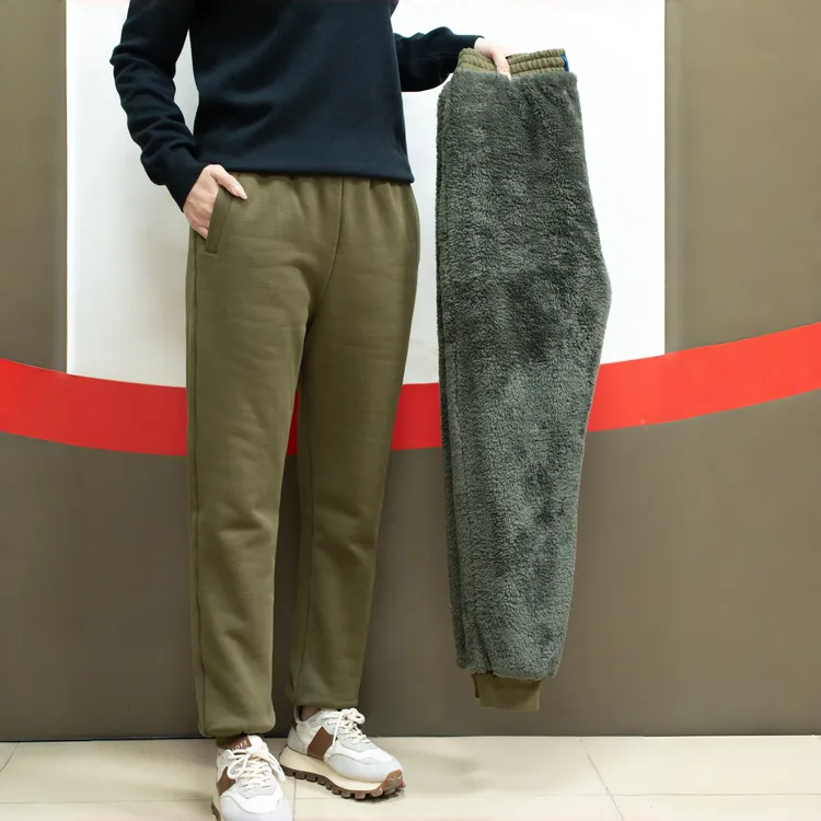 男厚款加绒保暖冬季长裤北极绒绒秋冬季束脚绒裤双层加绒