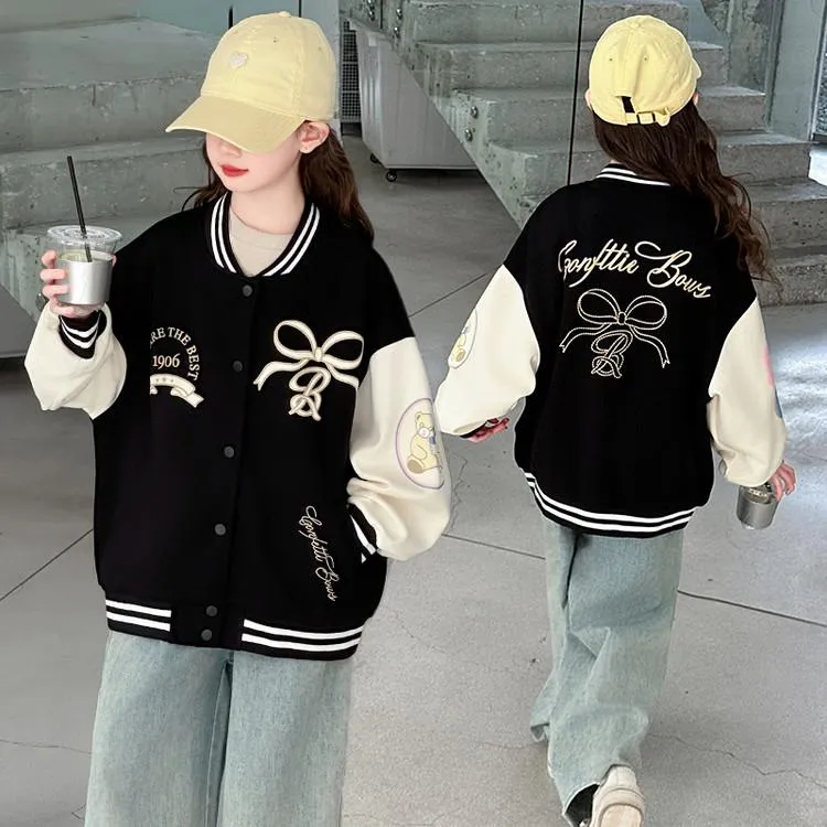 女童外套春秋款2025新款儿童洋派时髦女大童休闲 秋季棒球服上衣
