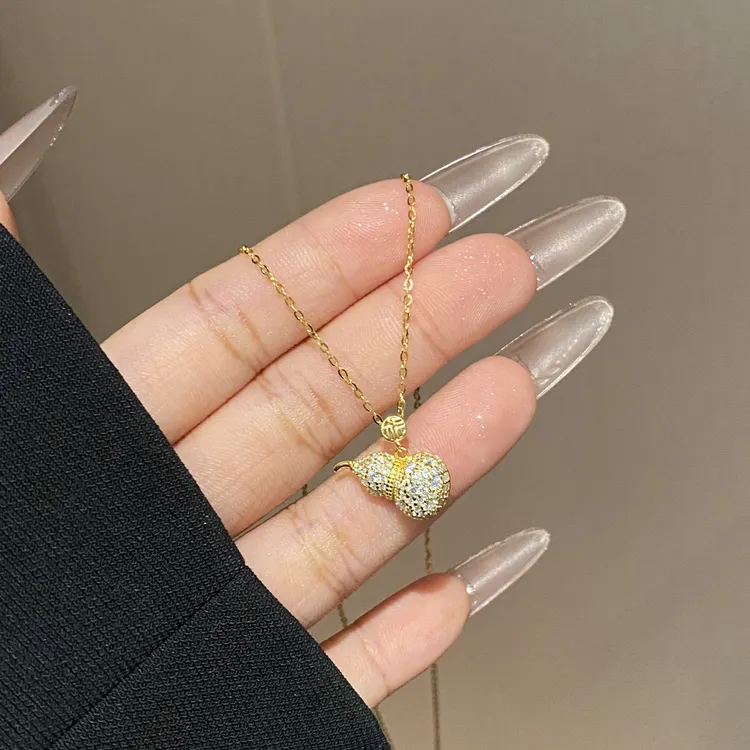 坠链均925银莫桑石 古法时尚设计感轻奢葫芦项链A2738