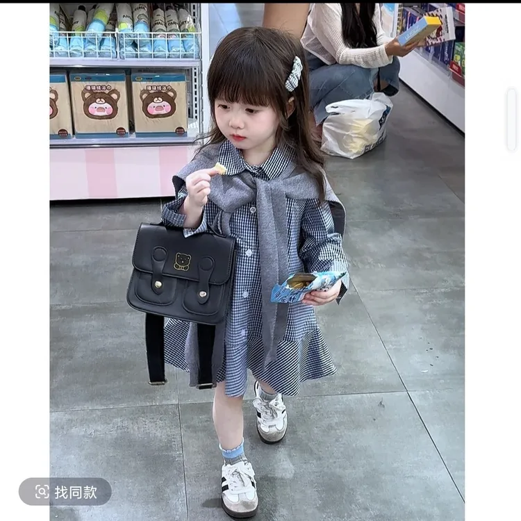女童衬衫裙秋季新款ins风小女孩时髦可爱百搭格子裙儿童裙子秋天
