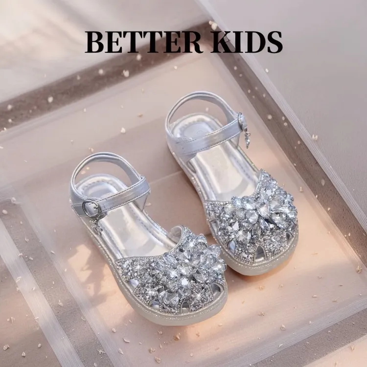 BETTER KIDS/好孩子女童公主凉鞋2025新夏款儿童水晶鞋水钻公主鞋