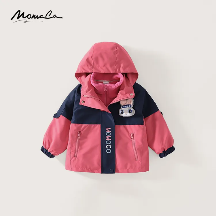 MOMOCO冬季新款女童甜美可爱小兔子拼色两件套外套75830580011