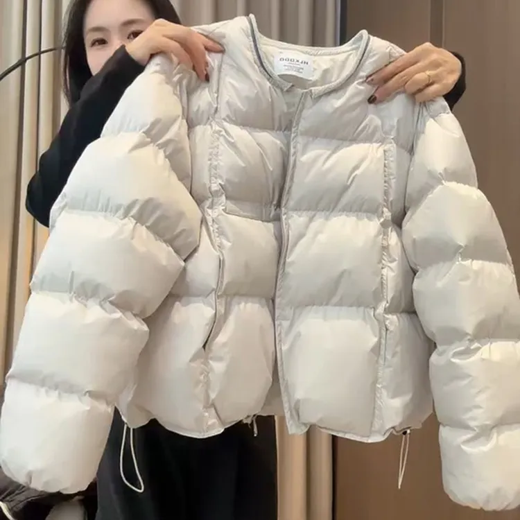 冬季加厚圆领棉服女2025新款韩版时尚高级感宽松显瘦棉袄棉衣外套