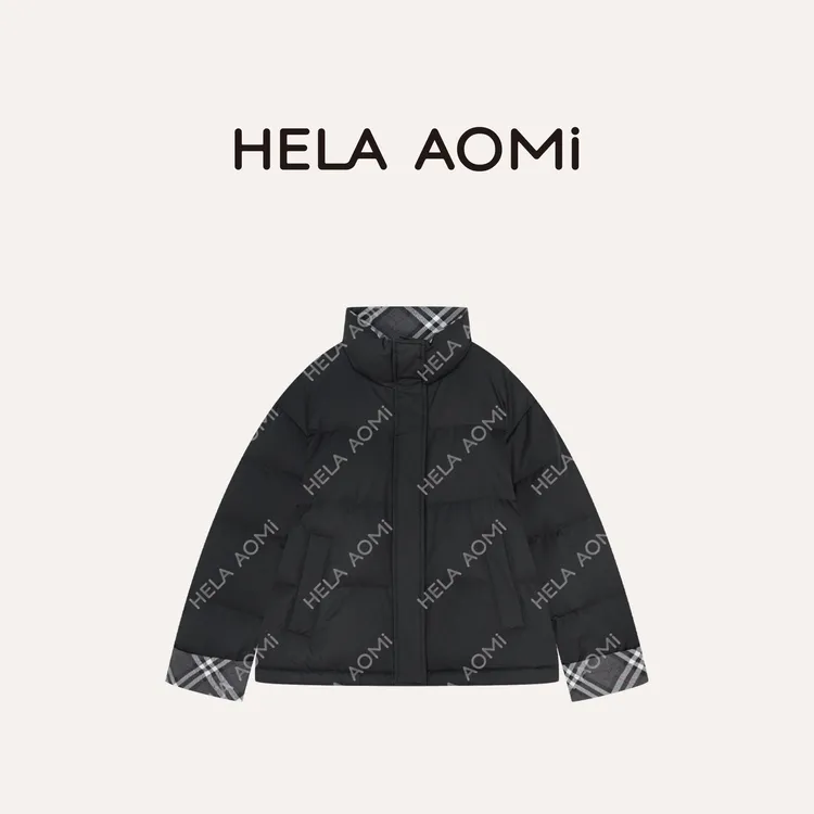 HELA AOMI“格纹鹅绒.经典必入”90鹅绒柔软拼接羽绒服CY5DC25005