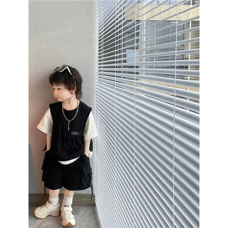 男童套装2025夏季新款儿童短袖帅气炸街宝宝痞帅工装衣服两件套潮