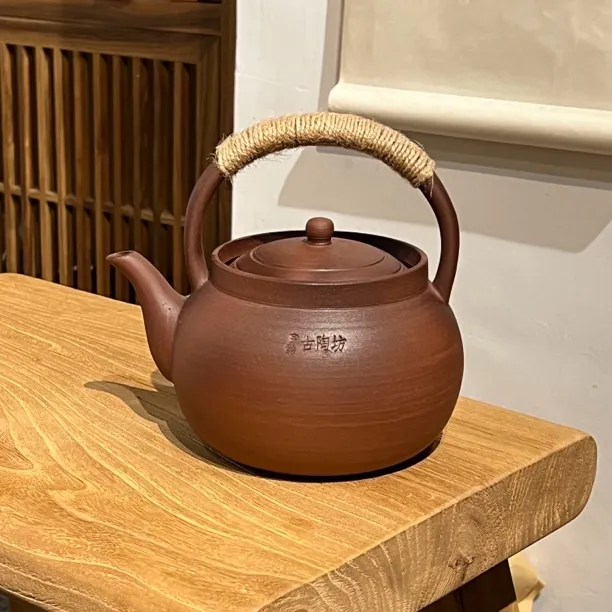 1000毫升老岩泥提梁壶煮茶煮水壶复古炉外茶室静水壶大容量家用