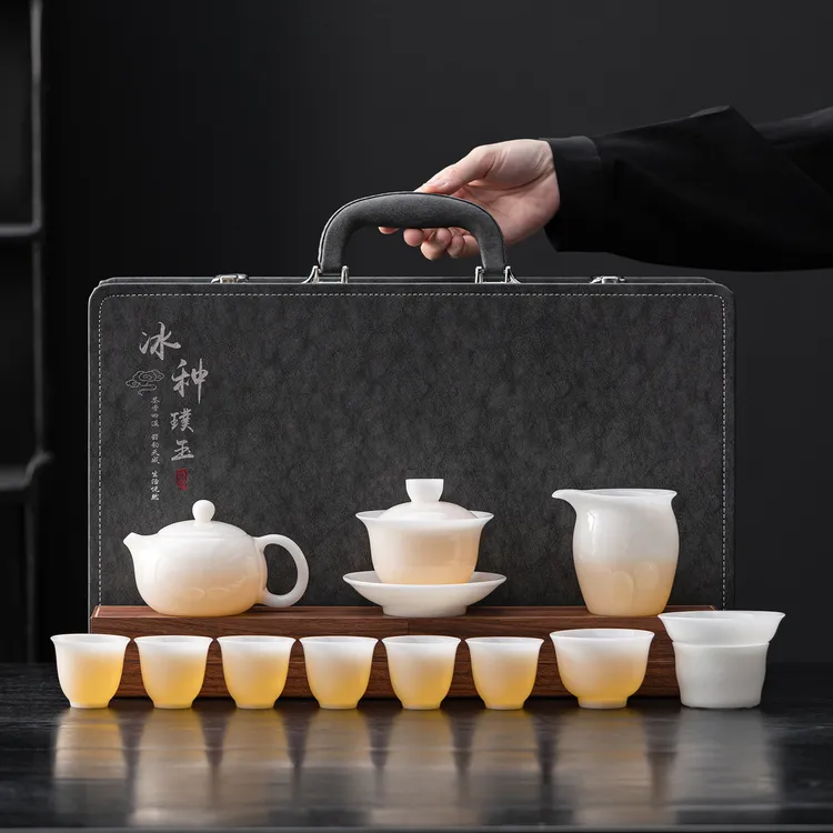 曾记窑冰种璞玉瓷功夫茶具套装陶瓷家用高档白瓷盖碗轻奢茶壶茶杯
