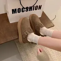M6126勃肯鞋磨砂皮学院风女鞋小皮鞋百搭保暖系带厚底