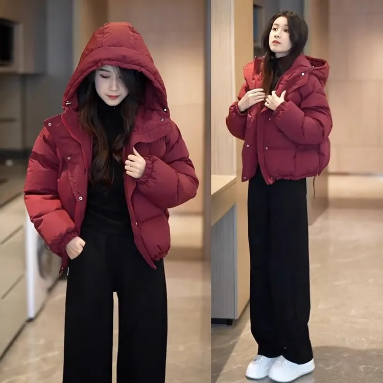 时尚洋气短款羽绒服女冬季新款韩版休闲宽松面包服保暖时尚外套