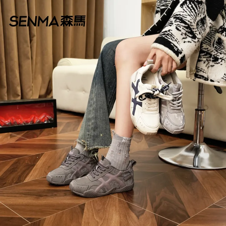 SENMA/森马森马2025新款时尚休闲真皮增高（6CM）百搭德训阿甘鞋潮