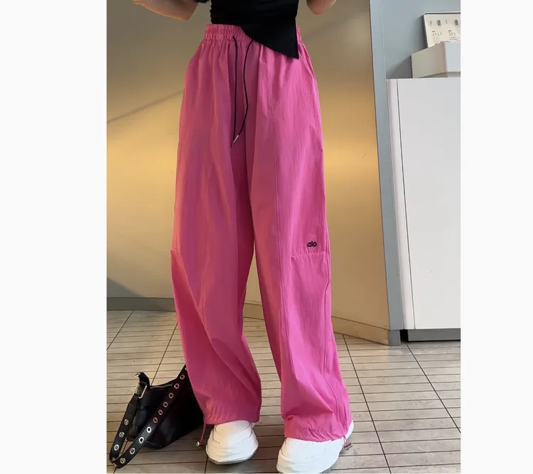 夏季新款高腰显瘦阔腿气球裤女宽松舒适速干休闲裤百搭两穿弯刀裤