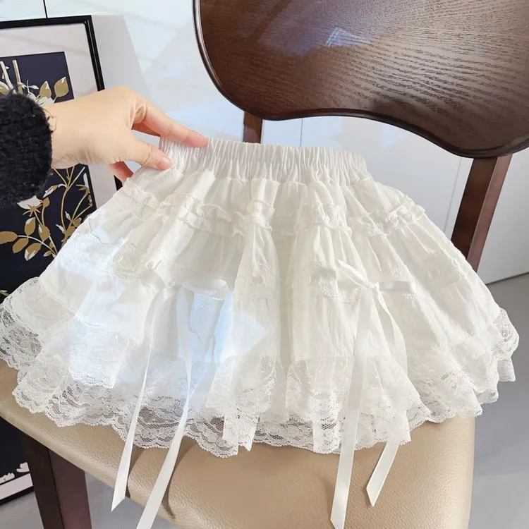 新品纯棉女童夏季蕾丝蛋糕裙女宝宝半身裙儿童小仙女短裙甜美可爱