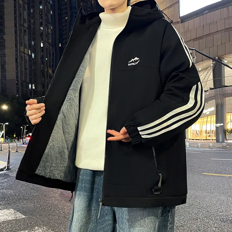 条纹夹克男生初高中学生春秋季新款青少年宽松运动休闲冲锋衣外套