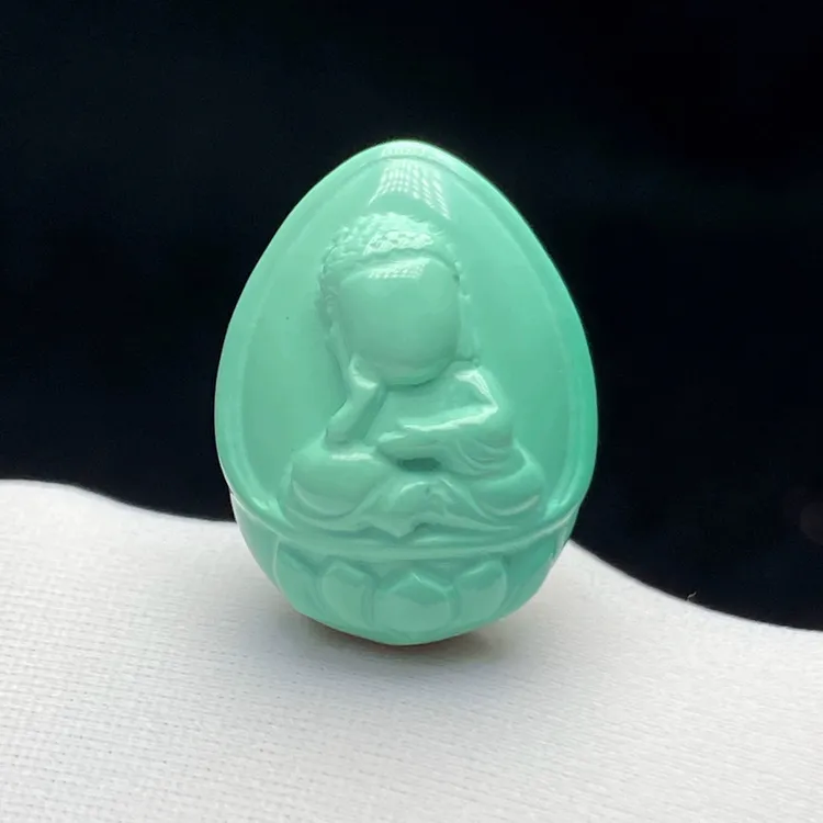 精品瓷高绿色无相佛吊坠挂坠件卡子提溜手串项链diy百搭配饰配件