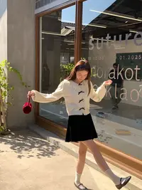5101  韩系手工荷叶领蝴蝶结针织开衫毛衣  vvs