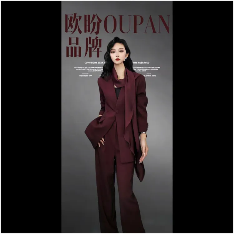 887深圳南油原创2025飘带领个性气质时尚西服套装