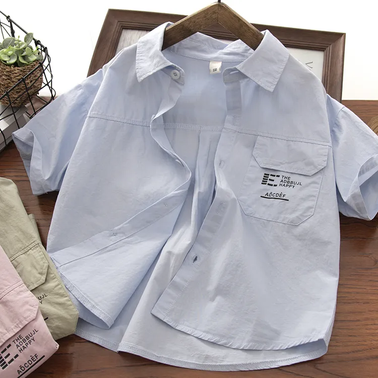 男童T恤短袖夏季2025新款中大童上衣休闲男孩儿童装纯棉半袖衬衫