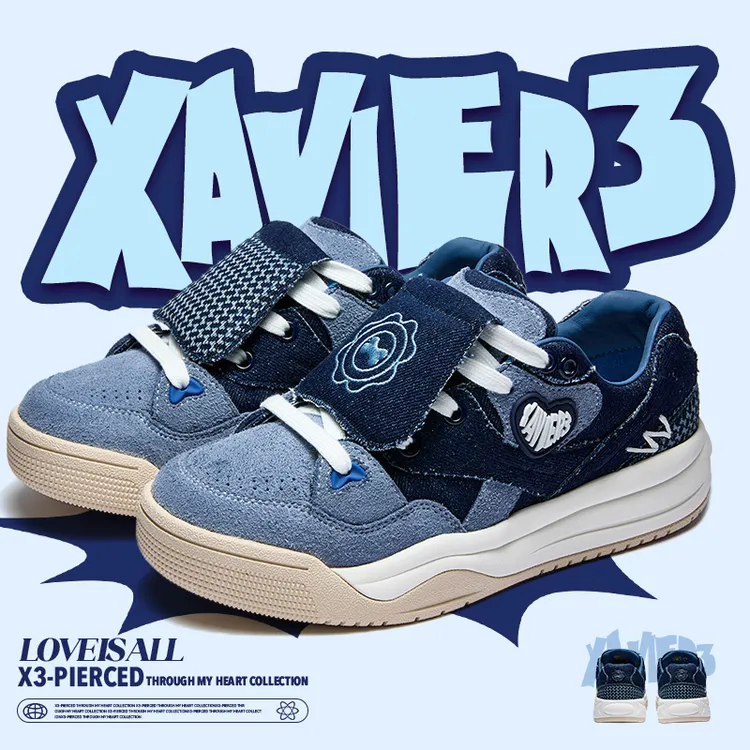 Xavier 3板鞋刻骨铭心夏新款牛仔蓝色增高潮流情侣款
