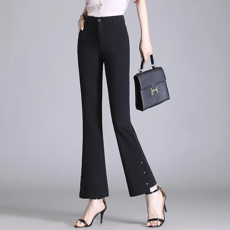 爆款气质微喇裤女2025春夏藏肉百搭时尚通勤九分小个子喇叭裤子