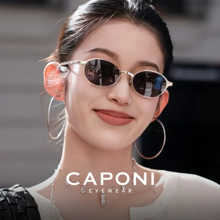 CAPONI超轻钛书呆子墨镜2025新款老钱风复古猫眼太阳镜女偏光core