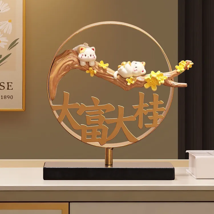 新中式摆件客厅轻奢高档电视柜酒柜装饰品送乔迁新居礼品搬家礼物