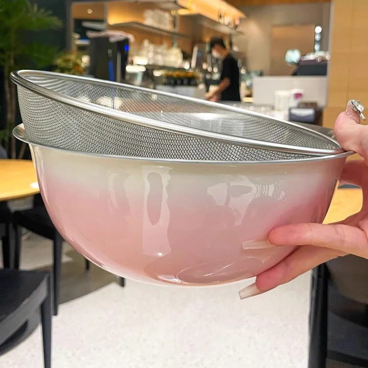 高颜值渐变洗菜盆沥水篮食品级不锈钢多功能家用淘米篮洗水果神器
