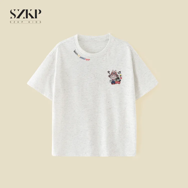 SZKP夏季新款女童透气中大童时尚薄款衣服儿童短袖t恤HLYX551504