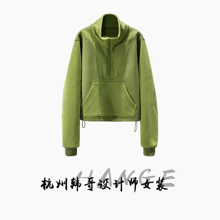 【韩哥欧货女装】冬季麂皮绒加厚《秋香绿》弹力双面高领卫衣26587-Q3