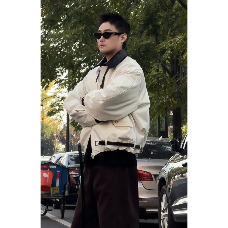 【张茂studio】冬季新款机车风保暖韩系宽松版男士90鸭绒翻领羽绒服