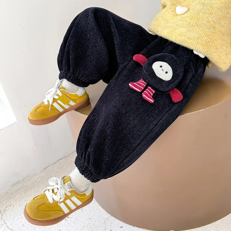 女童加绒裤子秋冬款2025新款洋气女孩一体绒冬装加厚儿童休闲卫裤