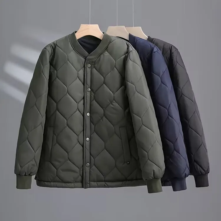 加绒棉衣男短款冬季加厚保暖内穿羽绒棉服宽松大码中老年爸爸棉袄