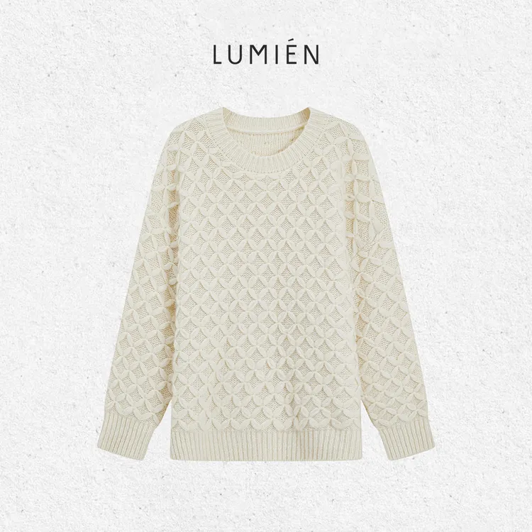 【LUMIEN 新品】超细羊驼毛与羊毛混纺麻花毛衫LX5FSS117
