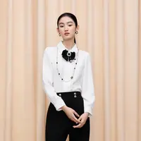 【千颂妮专享】LIME/莱茵蕾丝蝴蝶结泡泡袖衬衫LDGD8CWBL802