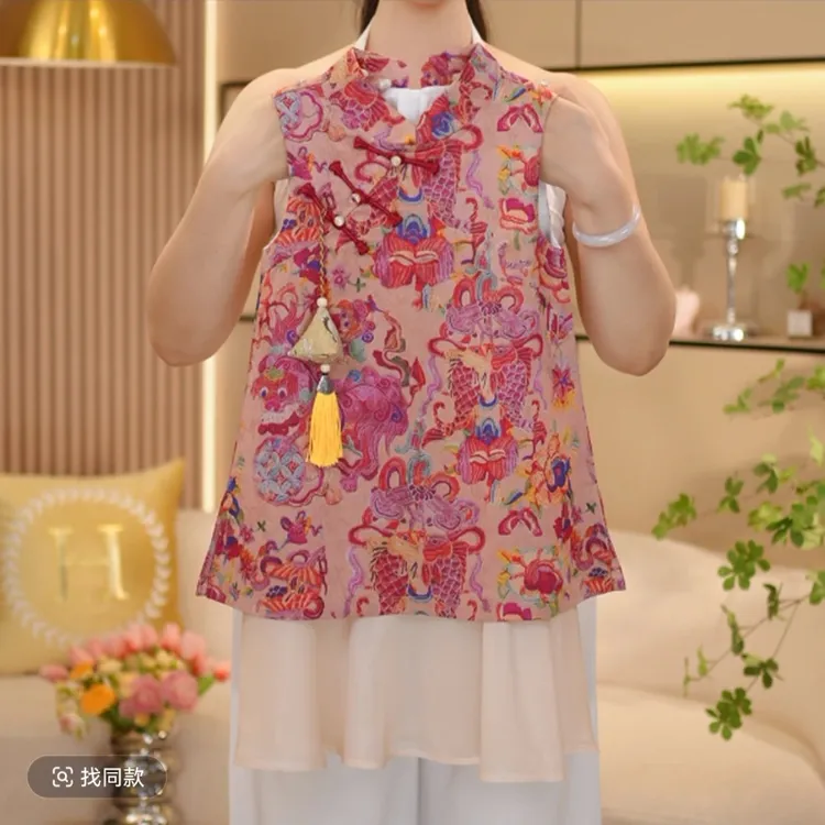 连衣裙民族风中国风时尚中式无袖公主夏季卡通动漫碎花女童中大童