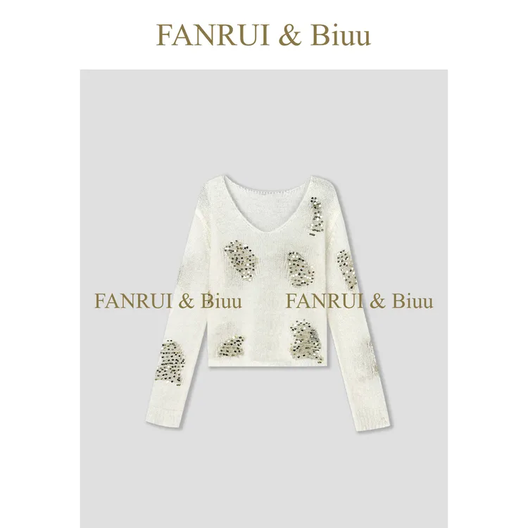 FANRUI/泛芮「贝贝biuu」羊毛重工亮片时髦百搭设计感针织衫B17614