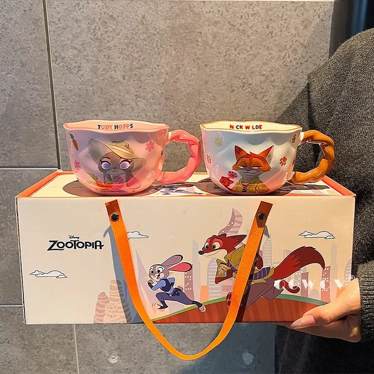 陶瓷马克杯疯狂动物城礼盒女生高颜值家用情侣水杯生日新年礼物