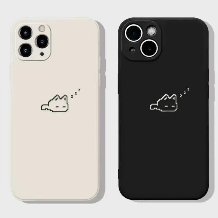 简约睡觉小猫适用苹果16手机壳小米硅胶OPPO华为荣耀红米VIVO一加