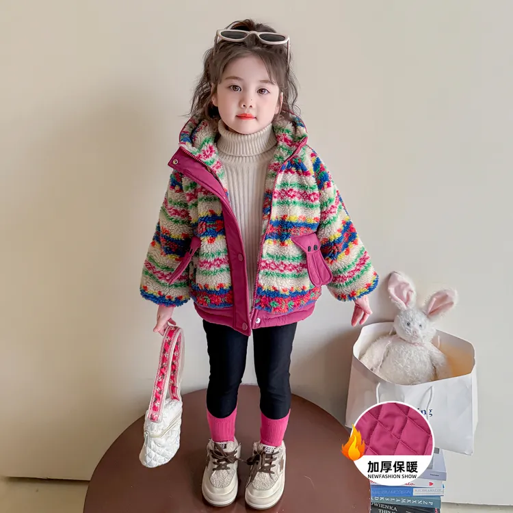 巴拉童年女童加绒外套秋冬装25洋气洋气儿童加厚保暖上衣女宝宝冬