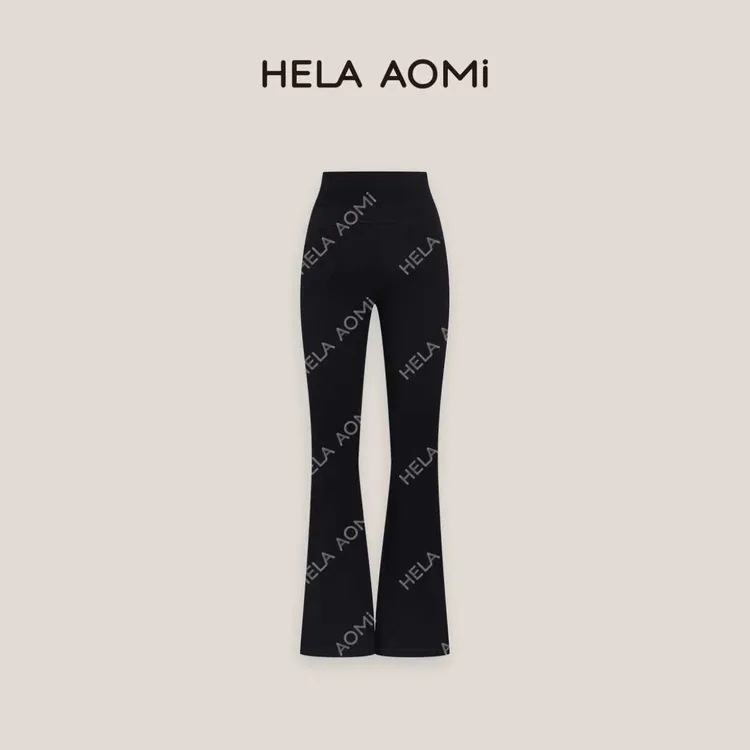 HELA AOMI“高弹腿精”黑色显瘦塑性修身百搭微喇休闲裤CY5CM61569