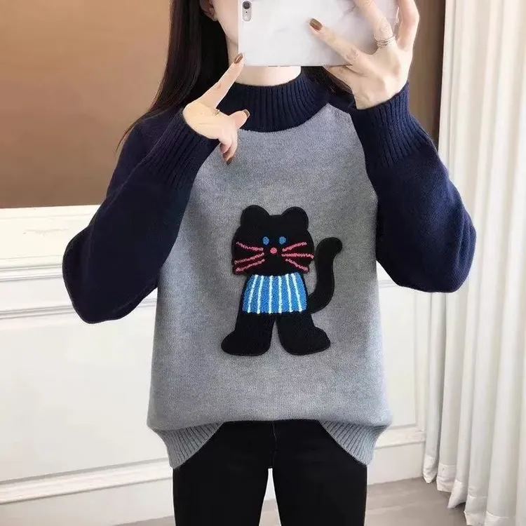 女童毛衣秋冬加厚中大童12少女孩13初中小学生15半高领加绒打底衫